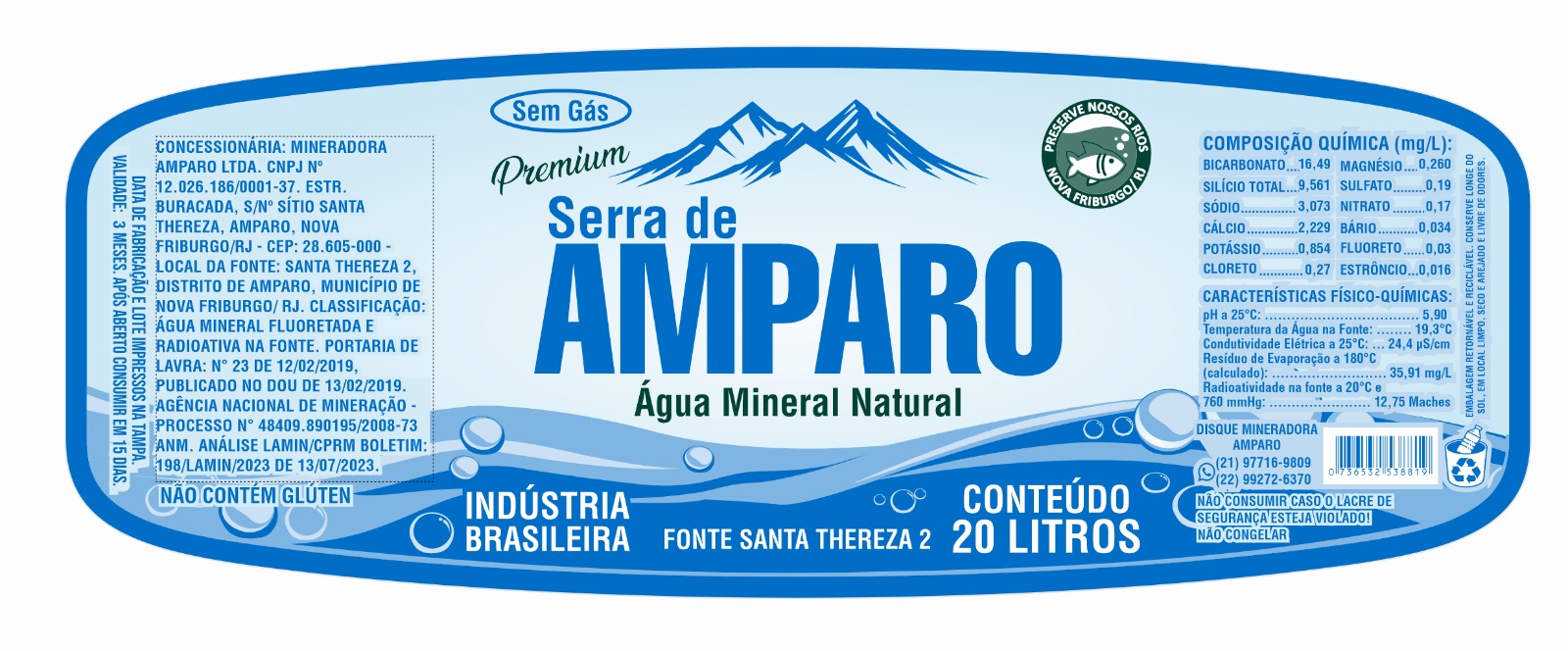 Rótulo Água Mineral Serra de Amparo